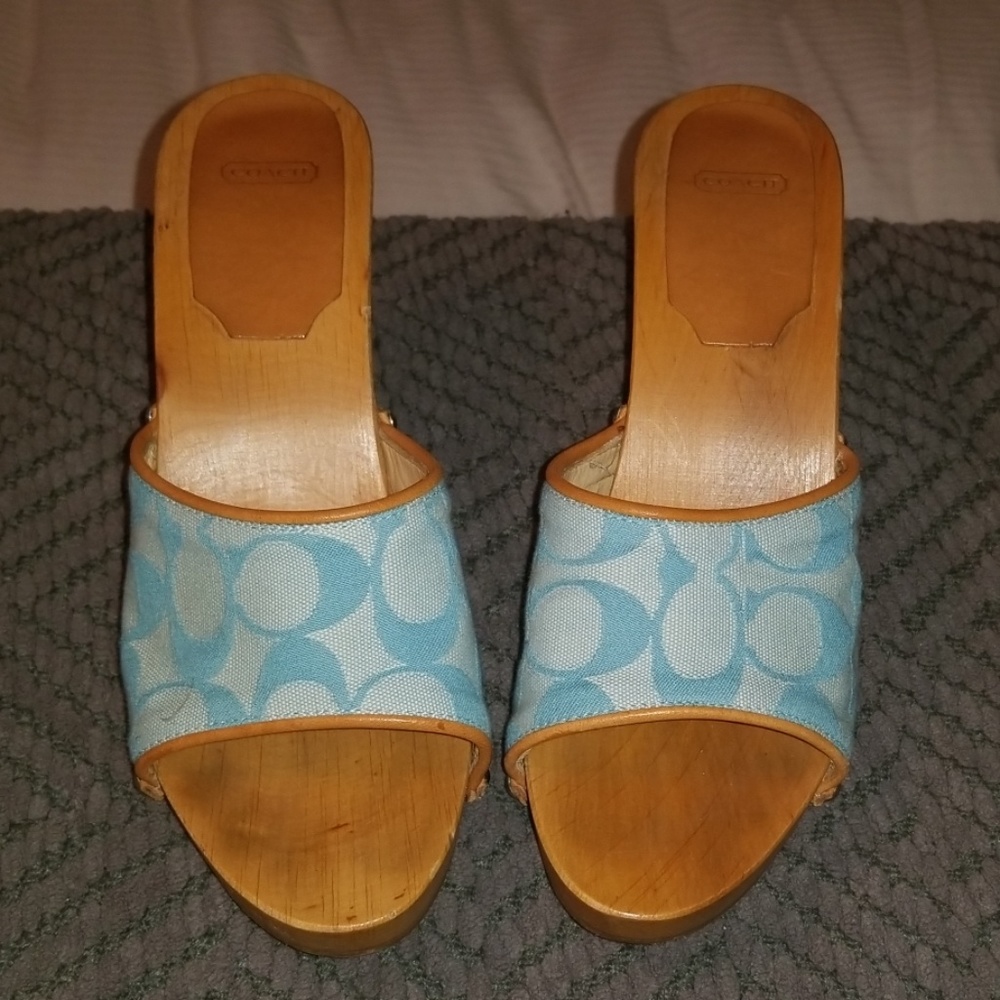 ✅Very narrow Coach wooden heel sexy Shoes